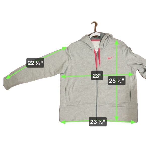 Nike Hooded Full Zip Jacket Women's Xl Gray Pink Swoosh‎ Drawstring Lightweight - Picture 6 of 6